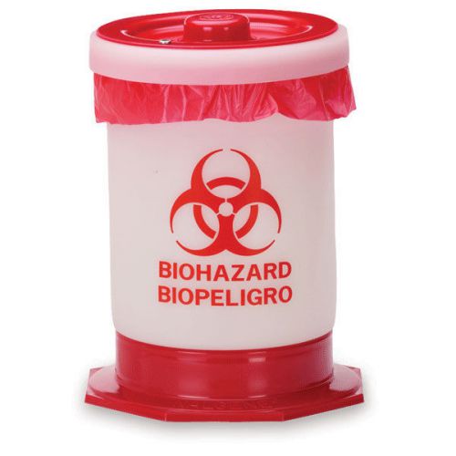 Autoclavable biohazard container - 1.5-gallon with base  8.25&#034;dia x 10.5&#034;h 1 ea for sale