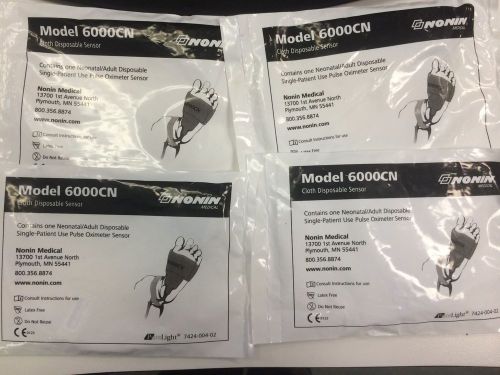 Nonin Cloth Disposable Pulse Ox Probe Sensor Model 6000CN Neonate/Adult 4-pack
