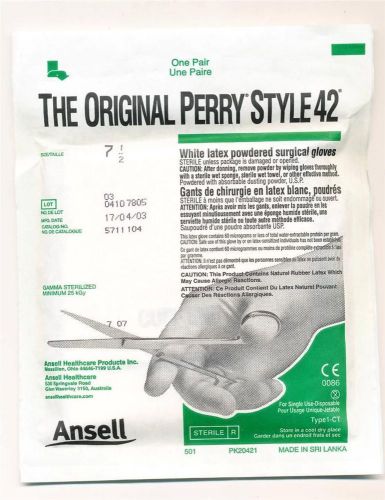 The Original Perry Style 45 White Latex Powdered Surgical Gloves   Size 7 1/2
