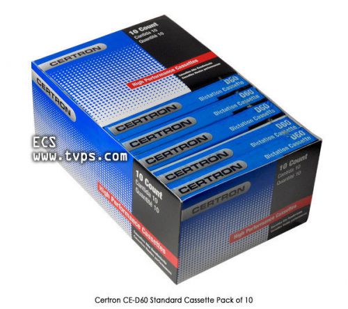 Certron d60 60 minutes standard dictation cassette tapes 10 pack - new for sale