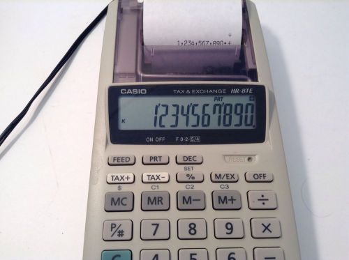 Casio Tax &amp; Exchange Electric Adding Machine Calculator Model HR 8TE - PRINTER!!