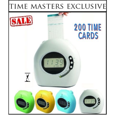Tm- new top feed(easy to use) employee time clock (gray) w/ 200 time cards for sale