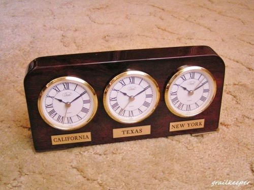 NEW Mohagony Finish DESK TOP MULTI ZONE CLOCK by Chass