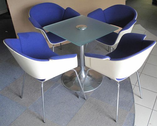 Bene Rondo C4RRON4FS Blue Designer Chair,Orangebox Glass Table,Meeting Room