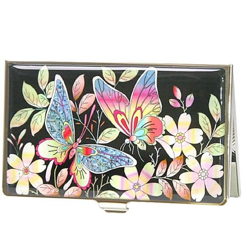 Business Card case  ID Card Holder Credit Card Case  Mother of Pearl Daffodil