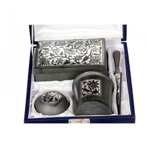 Silver office gift set -Card holder,pen stand,paper weight &amp; letter opener