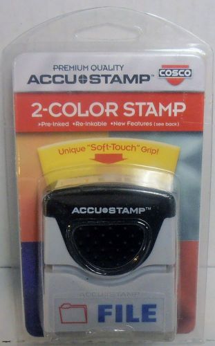 Cosco, Pre-Inked Stamp, &#034;File&#034;, 1/2&#034;x1-5/8&#034;, Blue/Red, NEW FACTORY SEALED