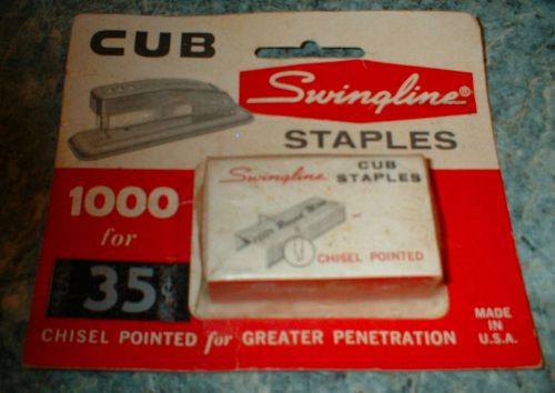 Swingline Cub Chisel Point Staples Vintage New In Sealed Box of 1000