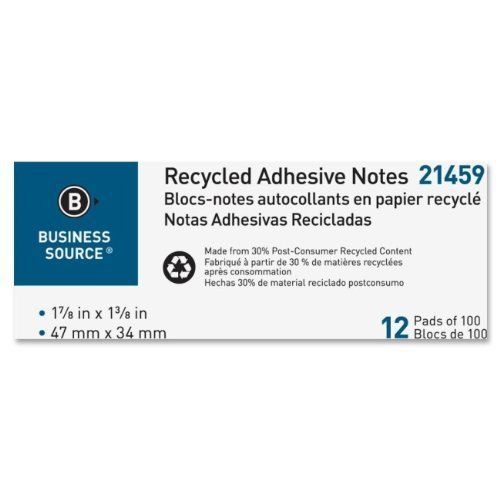 Business Source Adhesive Note - Self-adhesive, Removable - 1&#034; X 2.50&#034; (bsn21459)