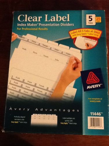 Avery 11446 - Index Maker Clear Label Dividers - 5 Tab - 25 Sets - New in Box