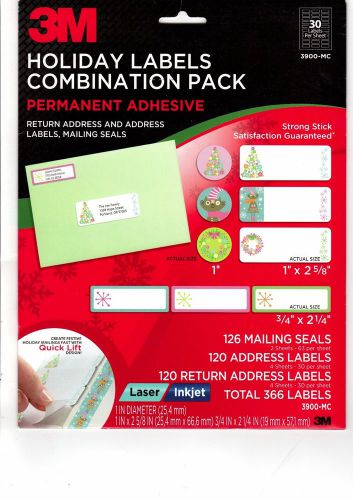 3M SHIPPING LABELS PERMANENT ADHESIVE HOLIDAY COMBINATION PACK CHRISTMAS 3900-MC