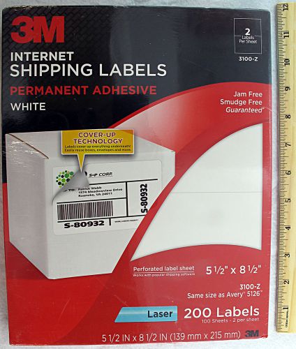 New 3M Internet Shipping Labels 3100-Z Laser (200 Total Labels) 5 1/2&#034; X 8 1/2