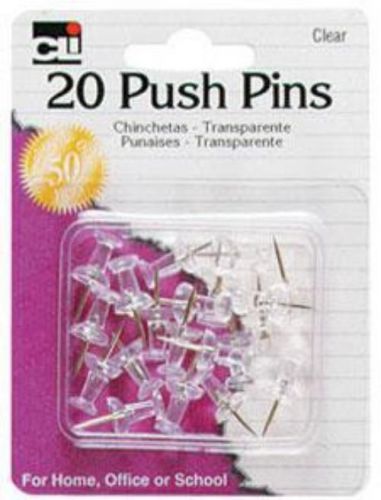 Charles Leonard Push Pins 20 Count Clear