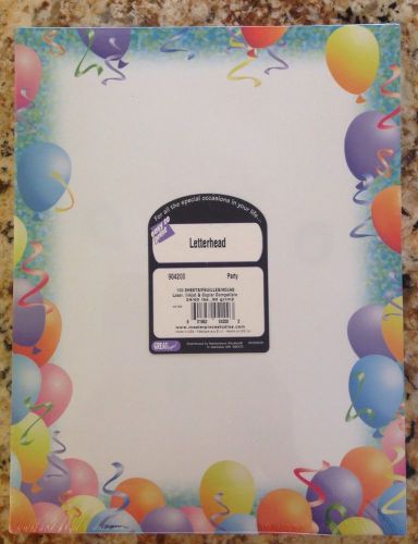 Birthday Party Celebration Balloons Rainbow Stationery Letterhead Paper 100