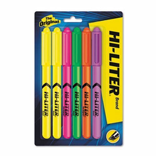 Hi-liter Fluorescent Pen Style Highlighter, Chisel Tip, 6/Set (AVE23565)