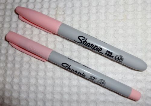 2 sharpie permanent markers -pale pink- 1 ultra fine point &amp; 1 fine point-new for sale