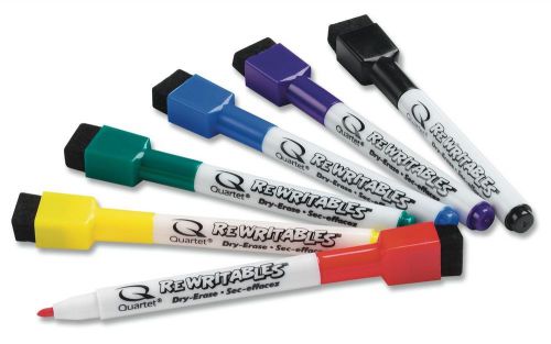 Quartet rewritables dry erase markers cap mounted erasers, 6-marker pack for sale