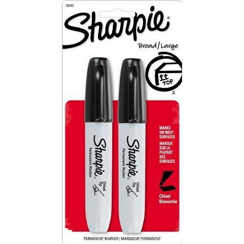 Sharpie Chisel Tip Permanent Markers: 2 Black Markers. Sanford Model 38262 New