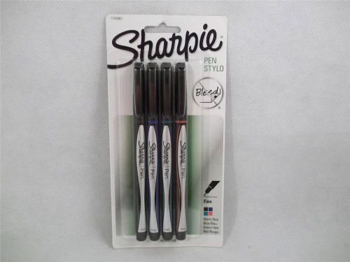 4 Sharpie Pen Stylo No Bleeding Smear Resistant Fine Point Assorted Ink Colors