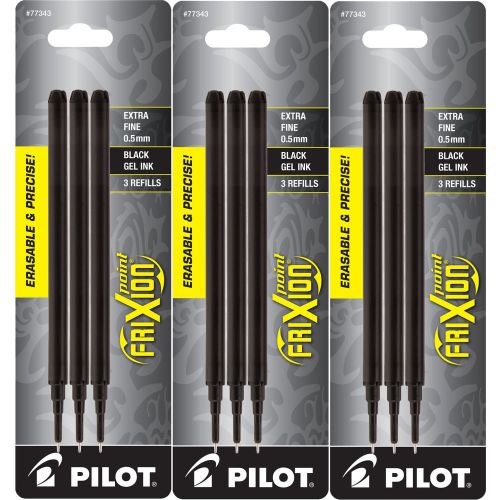 Pilot frixion point gel pen refills, extra fine point, 0.5mm, black ink, 9/pack for sale