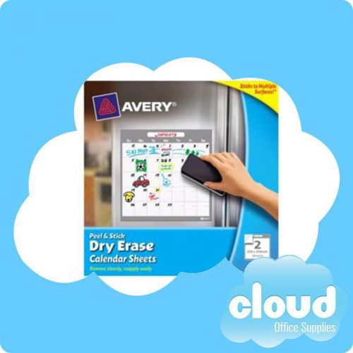 Avery White Peel &amp; Stick Dry Erase Monthly Calendar Sheets 2/Pack - 24333