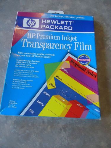 HP Premium Inkjet Transparency Film Clear 50 Sheets 8.5&#034; x 11&#034; Unused Sealed 34P