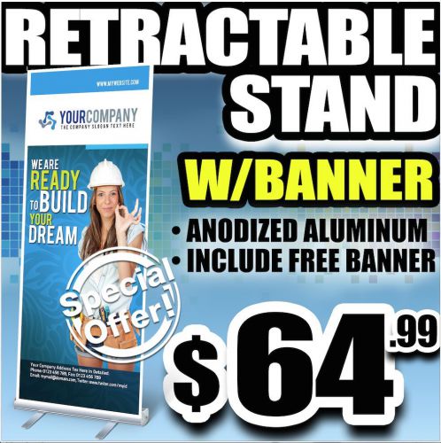 33&#034;x78&#034; RETRACTABLE STAND / Roll Up Banner Stand Trade Show W/BANNER
