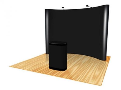 Curved Pop-Up Trade Show Displays Fabric 10ft Hard Carrying Case w/ LED Light