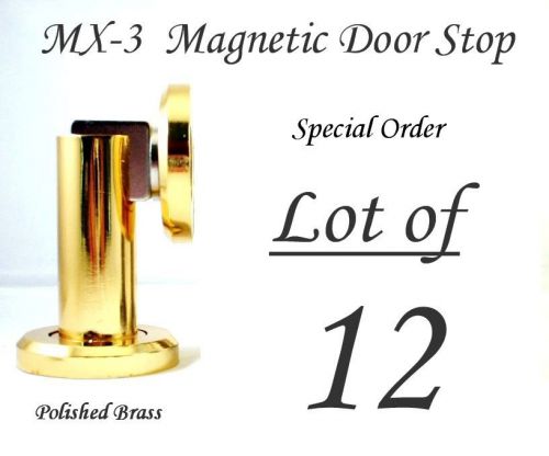 Special order lot of 12 ~ mx-3 brass finish *magnetic* door stops for sale