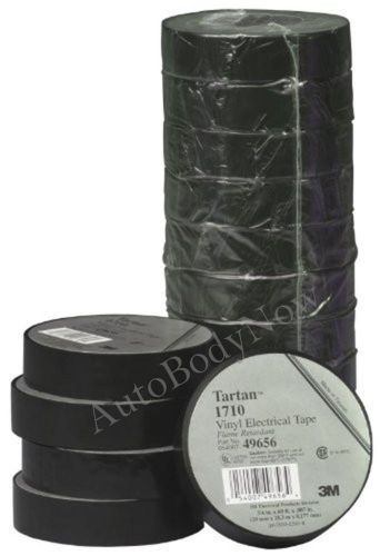 (10 pack) 3m 49656 Electrical Tape &#034;Tartan&#034; 1710 Vinyl Black Plastic, 3/4&#034; x 60&#039;