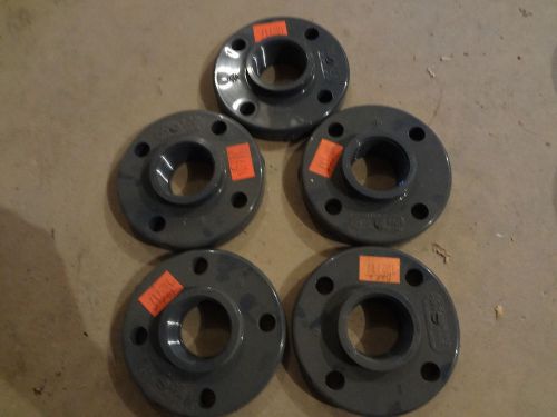 LOT OF (5) 1-1/2&#034; SCH 80 PVCI PIPE FLANGE - THREADED TYPE