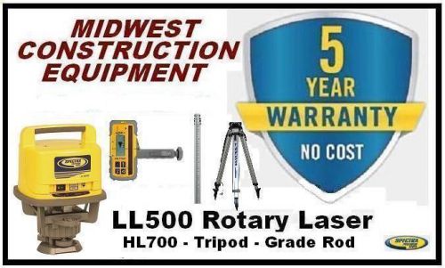 New trimble spectra precision ll500 rotary laser / hl700 receiver w/tripod &amp; rod for sale