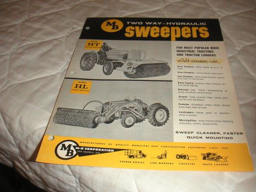 1957 MB TRACTOR SWEEPERS FOR CASE, FORD &amp; IHC TRACTORS SALES BROCHURE
