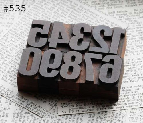 0-9 numbers letterpress wood printing blocks type woodtype font wooden character