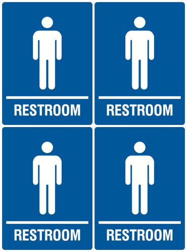 Blue Sign Pack 4 High Quality Plastic Restroom Signs Boys Room Separation Men