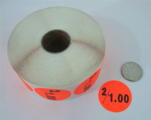 1000 Self-Adhesive 2/$1.00 Labels 1 3/8&#034; Stickers / Tags Retail Store Supplies