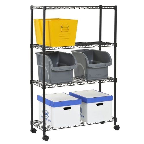 36 in w x 54 in h x14 in d 4 shelf mobile wire shelving unit in black - new item for sale