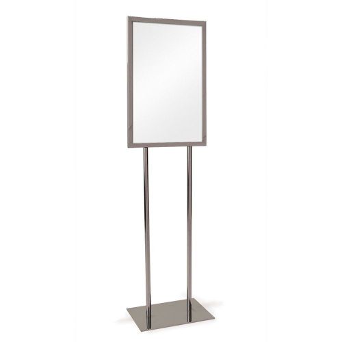 Bulletin sign holder w/ flat base, holds 14&#034;w x 22&#034;h card; height 53&#034;, chrome for sale