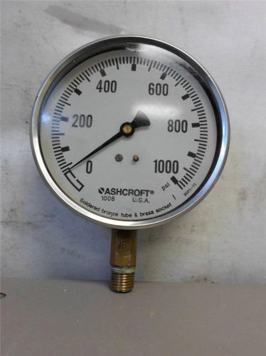 Ashcroft 1008 glycerin filled pressure gauge  0-1000 psi for sale