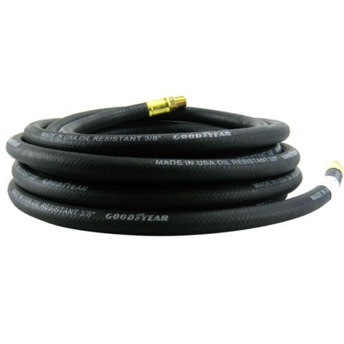3/8&#034; inch x 100&#039; ft. x 1/4&#034; Rubber Air Hose Goodyear Brass Fittings  Black
