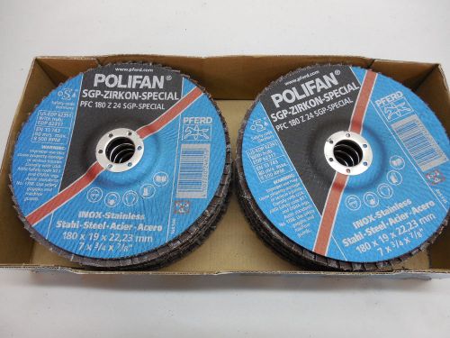 Pferd polifan flap discs t29 24 grit 7&#034; x 3/4 x 7/8 qty-10 for sale