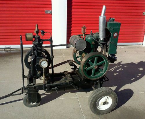 Cushman engine hit and miss with Curtis air compressor on cart antique motor