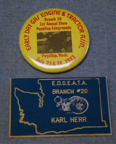 1983 Puyallup WA antique Gas Engine &amp; Tractor Assn Pinback Buttons early day