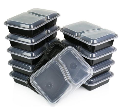 New 10/20 pack chefland 2 compartment microwavable food container lunch tray for sale