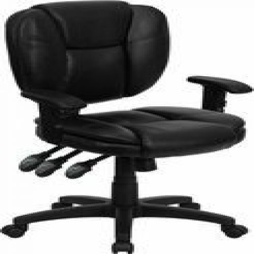 Flash Furniture GO-930F-BK-LEA-ARMS-GG Mid-Back Black Leather Multi-Functional E