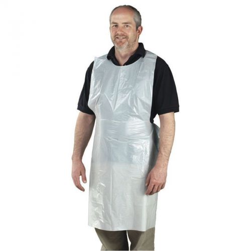100 Disposable White Plastic Aprons Poly 28&#034; x 46&#034;