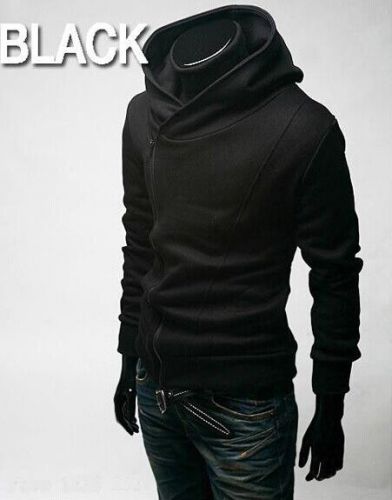 New Men&#039;s oblique zipper sweater hooded youths hedging sweater male students