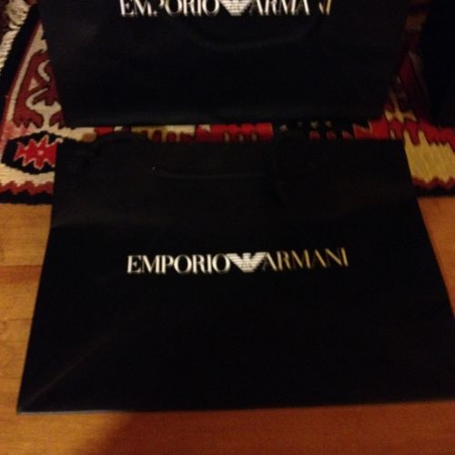 (25) 12x9x6 Black Matte Laminated Euro Tote EMPORIO ARMANI Shopping Gift Bags