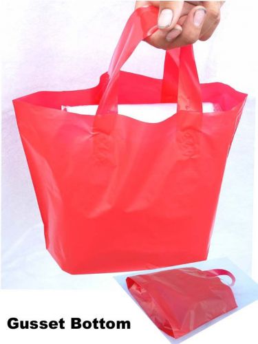 16X15+6&#034; 250 pcs Soft Handle Frosty Shopping Bag Purple+Magenta+Red+Black+Clear+
