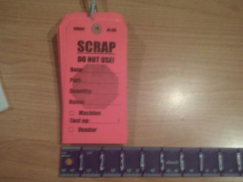 QC Tags &#034;SCRAP DO NOT USE&#034; - Lot of 40-Pre-wired-Red Card Stock-Good Condition